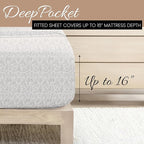 Linen Market Double-Brushed Patterned Microfiber California King Sheet Set 4 Piece – Oeko-TEX Certified Ultra Soft & Wrinkle-Free - 16" Deep Pocket Sheets Easy Care Cal-King Size - Vines Light Gray