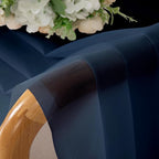 Chyhomenyc Sheer Valances for Windows 2 Pack, Small Window Curtains for Living Room Bathroom Cafe Laundry Basement, Modern Top Dual Rod Pocket Voile Curtain, 42W x 18L inches, Navy Blue
