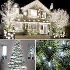 KOUQIYA Battery Christmas Lights 2 Pack, 17ft 50 LED Mini String Light with Auto-Timer 8 Modes Waterproof Tree Lights (Cool White)