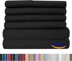 Sweet Home Collection 6 Piece 1500 Supreme Collection Brushed Microfiber Deep Pocket Sheet Set-2 Extra Pillow Cases, Great Value, Split King, Black