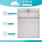 DREAMCARE California King Sheet Sets – 6 pcs Cooling Bed Sheets – up to 21” Deep Cal King Sheets – 2500 Supreme Collection – Extra Soft 100% Brushed Microfiber Hotel Luxury with Side Pocket – L Gray