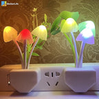 iBetterLife LED Smart Sensor 0.6W Color Changing Plug-in Night Lights for Kids Adults Cute Mushroom Bedroom Home Decor Light Wall Lamps
