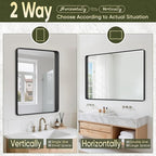 Suidia Bathroom Mirror, 72" x 32" Wall Mirror Metal Framed, Bathroom Vanity Mirror for Living Room Bedroom Bathroom Entryway, Black, Rounded Corner Style