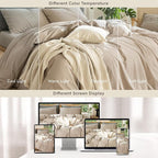 MooMee Bedding Duvet Cover Set 100% Washed Cotton Linen Like Textured Breathable Durable Soft Comfy (Heathered Taupe, Cal King 104"x98")