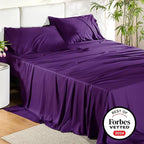 Bedsure Full Size Bed Sheets, Cooling Sheets, Rayon Derived from Bamboo, Breathable & Soft, Deep Pocket Up to 16 Inches, Hotel Luxury Silky Bedding for Hot Sleepers, Plum