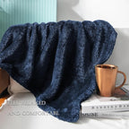 Exclusivo Mezcla Plush Fuzzy Fleece Bed Blanket Twin Size, Super Soft, Fluffy and Warm Blankets, Suitable for All Seasons (Navy Blue, 90x66 Inches)