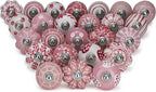 Dresser Knobs for Cabinets and Drawers - Assorted Multicolor Ceramic Pull Handle for Kitchen Cupboard Wardrobe Decorative Furniture Hardware - Pack of 30