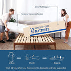 EGO White 12 inch Twin Memory Foam Mattress, Gel Green Tea Mattress Bed in a Box, Made in USA, CertiPUR-US Certified, 38"×75", Medium Firm
