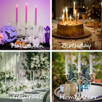 3-Candle Metal Candelabra Candlesticks Holder for Formal Events, Wedding, Church, Holiday Décor, Halloween – Taper Candle Holder Stand Centerpiece Elegant Decoration Piece for Table,Pewter