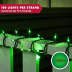 Joiedomi Green Christmas String Lights,100 Count 22.3FT Christmas Fairy Tree Lights Plug in for Indoor Outdoor Xmas Decorations Patio Holiday Theme Party Yard House,Green Wire