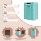 Ypati Handwoven Rattan Trash Can with Lid, Indoor and Outdoor, 4.5 Gallon with Complementary Shelf, Waste Container for Bathroom, Patio, Study, with Trash Bags, Grey, Designed by Eureka