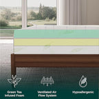 NapQueen King Size, 10 Inch Anula Green Tea Infused Memory Foam Mattress, Bed in a Box, CertiPUR-US Certified Mattress
