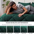 Love's cabin Full Comforter Set Dark Green, 7 Pieces Full Bed in a Bag, All Season Bedding Sets with 1 Comforter, 1 Flat Sheet, 1 Fitted Sheet, 2 Pillowcase and 2 Pillow Sham