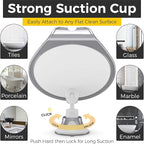 HONEYBULL Fogless Shower Mirror with Suction Mount & Swivel – Anti-Fog Acrylic Bathroom Mirror for Shaving – Built-in Razor Holder, Easy Install, Home Shower Accessory (Chrome)