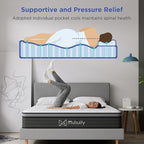 Queen Mattress,10 Inch Hybrid Mattress in a Box with Gel Memory Foam Mattress,Individually Wrapped Pocket Coils Innerspring Mattress,Pressure Relief,Back Pain Relief,CertiPUR-US.
