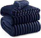 Bedsure GentleSoft Blue Fleece Blanket for Couch - Cozy Soft Blankets for Women, Cute Small Throws for Girls, 108x90 Inches