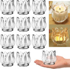 GOLDEAL 6Pcs Clear Votive Candle Holders,Clear Thick Glass Tea Light Candle Holder Bulk,Tealight Candle Jars for Wedding Table Decor,Party Supplies,Bridal Shower,Baby Shower,Tables Centerpieces