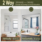 Suidia Bathroom Mirror, 30" x 40" Wall Mirror Metal Framed, Bathroom Vanity Mirror for Living Room Bedroom Bathroom Entryway, Silver, Rect Corner Style