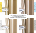 NICETOWN Room Darkening Curtains for Bedroom, Window Treatment Thermal Insulated Solid Grommet Window Treatments Sound Reducing for Living Room, Natural, Set of 2, W52 x L90