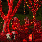 JMEXSUSS 2 Pack Red Fairy Lights Battery Operated, Total 200 LED 66ft Red String Lights Battery Powered with Remote, 8 Modes Christmas Lights for Tree Indoor Outdoor Wreath Bedroom Halloween Decor