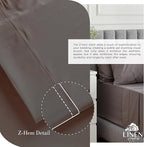 Linen Home 100% Cotton Percale Sheets California King Size, Charcoal, Deep Pocket, 4 Pieces Set - 1 Flat, 1 Deep Pocket Fitted Sheet and 2 Pillowcases, Crisp Cool and Strong Bed Linen