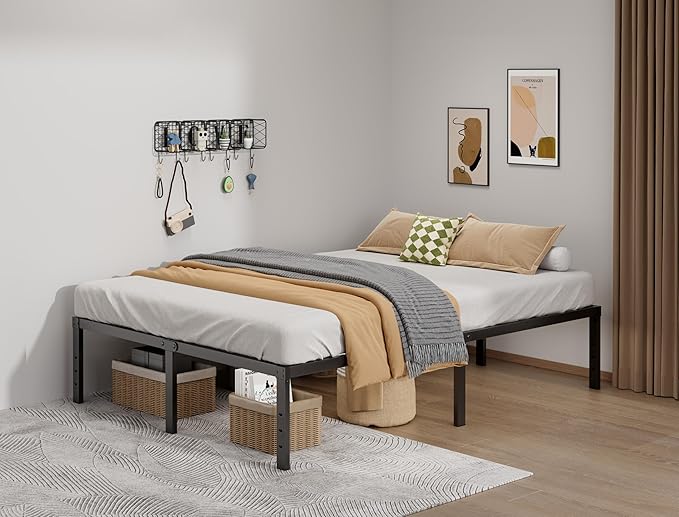 Metal Bed Frame King Size - 16 Inch Heavy-Duty King Platform Bed Frame No Box Spring Needed, Easy Assembly, Noise-Free, Sturdy Mattress Foundation, Underbed Storage Space