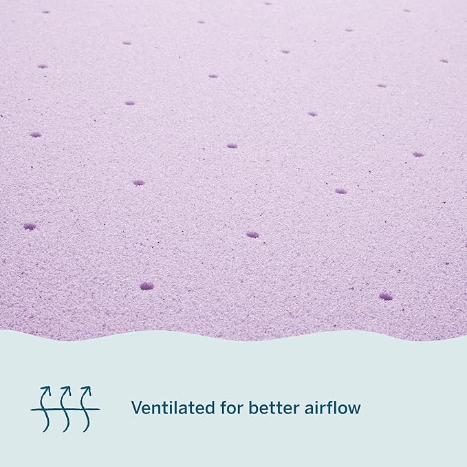 LUCID 3 Inch Lavender Infused Memory Foam Mattress Topper, Twin XL Size – Ventilated Design – Pressure Relieving Bed Topper - Mattress Pad – CertiPur Certified