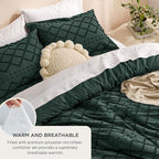 Bedsure Twin Comforter Set - Forest Green Comforter, Boho Tufted Shabby Chic Bedding for Kids, 2 Pieces Vintage Farmhouse Bed Set for All Seasons, Fluffy Soft Bedding with 1 Pillow Sham