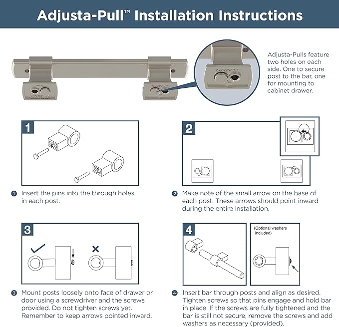 Franklin Brass Adjusta-Pull Chamfered Edge 5 Count Adjustable Drawer Pulls/Cabinet Handles 1-3/8" to 6-5/16" Hole Center Modern Gold Hardware Kitchen Door, Dressers P49107-117-B (Pack of 10)
