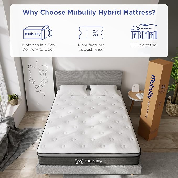 King Mattress,12 Inch Hybrid Pillow Top King Size Mattress,Individually Wrapped Pocket Coils Innerspring for a Cool Sleep & Pressure Relief,Medium Firm Feel with Motion Isolation.