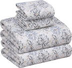 RUVANTI Flannel Sheets Queen Size - 100% Cotton Double Brushed Bed Sheets, Deep Pockets 16 Inches Queen Sheet Set, All Seasons Breathable & Extra Soft - Warm & Cozy, 4 Piece, Pacific