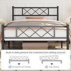 Yaheetech Twin XL Size Metal Platform Bed Frame with Simple Headboard and Footboard, Mattress Foundation for Under Bed Storage, Steel Slat Support, No Box Spring Needed, Easy Assembly, Black