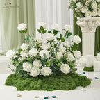 Serwalin 60 PCS White Artificial Roses in Bulk, 3.15'' Flower Head Fake Silk Roses Realistic Roses for Bridal Bouquet Wedding Centerpieces Flower Arrangement Party Home Decor