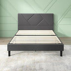 ZINUS Judy Upholstered Platform Bed Frame, Mattress Foundation, Wood Slat Support, No Box Spring Needed, Eco Friendly WonderBox (TM), Easy Assembly, Dark Grey, Queen