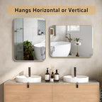24"x36" Matte Gold Mirror for Wall, Brushed Metal Framed Rounded Corner Rectangular Mirror for Bathroom Vanity,Entryway,Living Room,Bedroom,Vertical or Horizontal