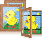 [3-Pack] Kids Art Frames, 8.5x11 Front Opening Kids Artwork Frames Changeable, Dark Woodgrain Artwork Display Storage Frame for Wall, Holds 50 Pcs, for 3D Picture, Crafts, Children Drawing, Hanging