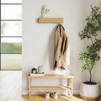 Kazai. Wall-Mounted Coat Rack 'Toke' - Modern Design Coat Rack with Hidden Wall Hooks - Solid Wood Veneer Panel Coat Hanger - Oak
