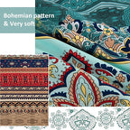 Boho King Size Comforter Set 8 Pieces,Green and Brown Bohemian Striped Bed in a Bag,Floral Soft Microfiber Bedding Comforter Set