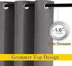 NICETOWN Grey Room Darkening Curtains Blackout 30 inch Curtains for Kitchen, Grommet Solid Window Treatments Sound Reducing for Bedroom, 2 Panels, W37 x L30, 2 Panels