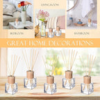 Roshtia 10 Set Reed Diffuser Bottle Empty Refillable Fragrance Glass Diffuser Bottles with Wooden Caps Rattan Sticks 50ml 1.7 oz Square Glass Jars for DIY Fragrance