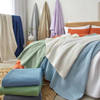 PHF Pre-Washed Cotton Waffle Weave Blanket Throw Size for Couch Bed,Snag Proof Spring Summer,Lightweight Breathable,Oeko-TEX Certified,Machine Washable, Home Decor Gift，Sage Green