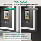 TokeShimi 24x36 LED Bathroom Mirror with Lights,Backlit + Front lit,3-Color LED Bathroom Vanity Mirror,Anti-Fog Mirrors with Tempered Glass,Shatterproof,Memory Function,UL Listed,Waterproof