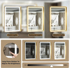 Hasipu 40×30 Inch LED Bathroom Mirror with Lights, Gold Metal Framed Bathroom Lighted Mirror for Vanity Shaving, Rectangle Wall Mounted Mirror, Anti-Fog, Dimmable, 3 Colors (Horizontal/Vertical)
