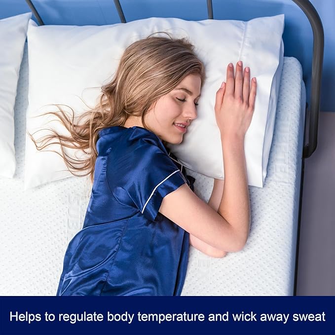 Subrtex 4 Inch Mattress Topper Cover (Only Cover) Mattress Topper Protector Bedding Rayon Made from Bamboo Removable Mattress Encasement with Zippers, King