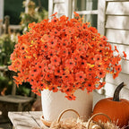 SHareconn 48 Bundles Artificial Fall Flowers for Outdoors Decoration,UV Resistant Silk Eucalyptus Lavender Faux Autumn Fake Plants for Outside Indoor Garden Yard Porch Home Decor,SunsetRedAutumnColour