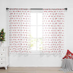 MYSKY HOME Pom Pom Curtains for Girls Bedroom 63 Inch Long Red Nursery Curains for Kids Room Sheer Curtains for Christmas Living Room Playroom Rod Pocket Window Drapes 52" x 63" Set of 2
