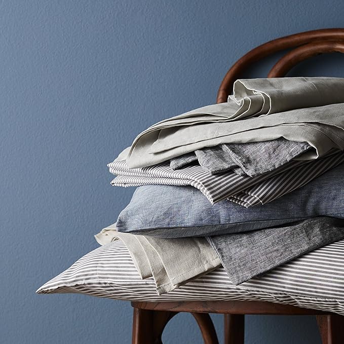 Cal King Size Bed Sheets - 6 Piece 1500 Supreme Deluxe Collection Deep Pocket Ultra Soft California King Sheet Set Bedding - 2 Extra Pillow Cases, California King, Classic Stripe Gray