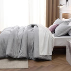 Bedsure King Size Comforter Set - Grey Soft Bedding for All Seasons, Cationic Dyed Bed Set, 3 Pieces, 1 King Size Comforter (104"x90") and 2 Pillow Shams (20"x36"+2")