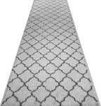 Custom Size Modern Runner Rug Carpet for Hallway Entryway Foyer Kitchen, Slip Resistant Latex Rubber Backed 31 inch Wide X Customized Length, Trellis Grey, 31 inch X 27 feet