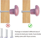Ceramic Drawer Knobs Heart Shape Cabinet Dresser Pulls Handles with 3 Sized Screws, Kitchen Furniture Knobs for Closet Cupboard Wardrobe (6, Pink)